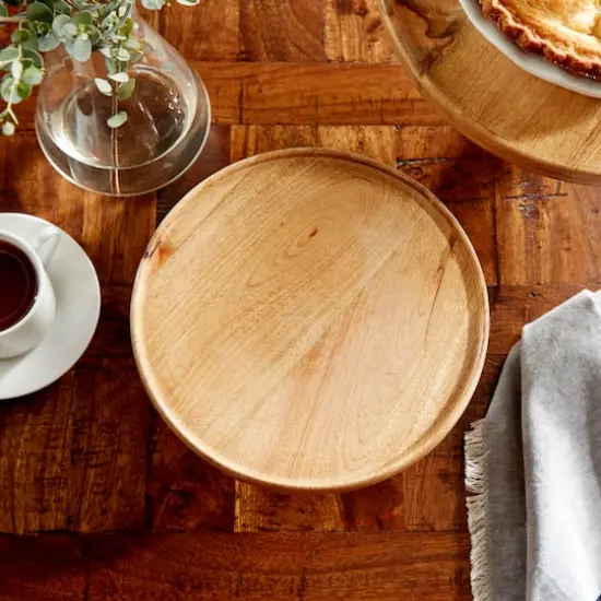Brown Mango Wood & Metal Cake Stand Set {5}