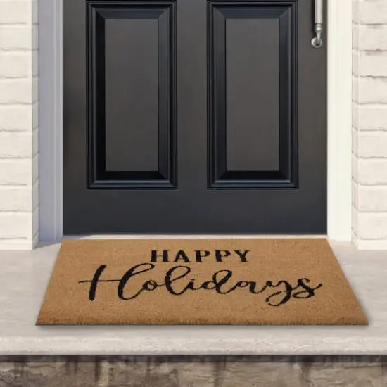30" Happy Holidays Natural Coir Christmas Doormat {3}