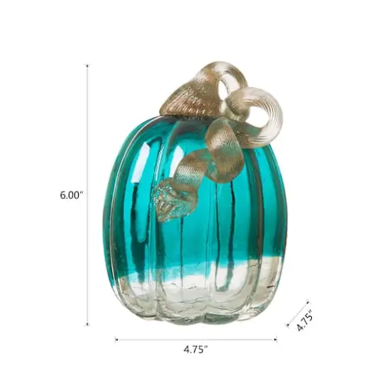 Glitzhome&reg; Crackle Glass Pumpkin, Turquoise {13}