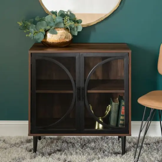 Walker Edison Dark Walnut Industrial Storage Cabinet {4}