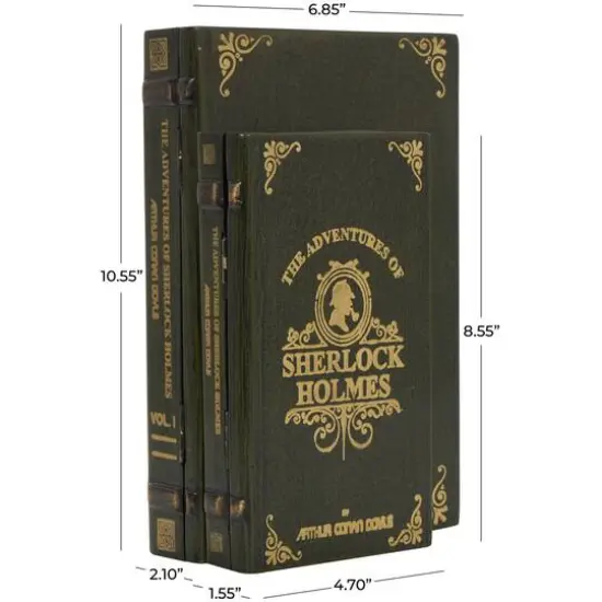 Green Wooden Sherlock Holmes Storage Faux Book Box Set {12}