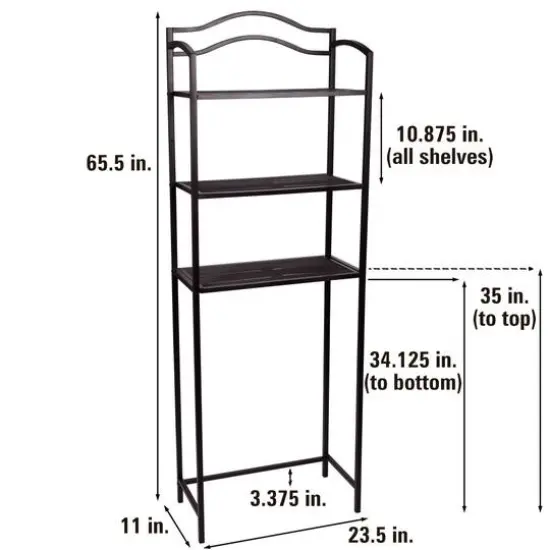 Household Essentials 3-Tier Metal Over the Toilet Storage Shelf Brown {5}