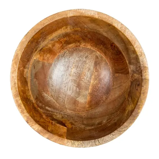 Hello Honey&reg; 9.75" Ridged Mango Wood Footed Bowl Light Brown {4}