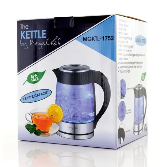 MegaChef 1.8L Glass Body & Stainless Steel Electric Tea Kettle {7}