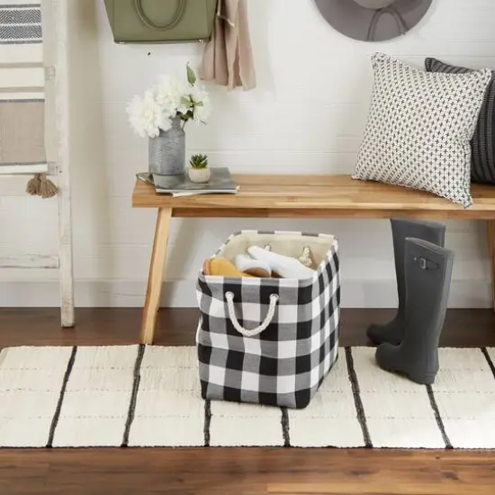 DII&reg; Large Rectangle White/Black Buffalo Check Polyester Bin {7}