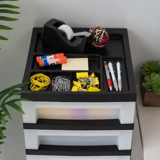 IRIS Black 9-Drawer Storage Cart with Organizer Top {4}