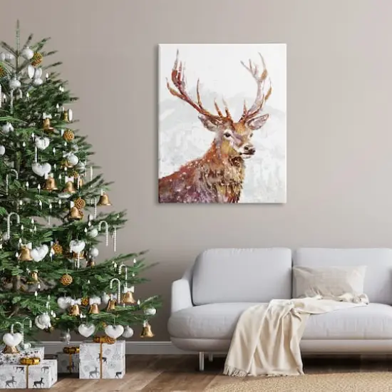 Stupell Industries Winter Deer Mountain Snowfall Canvas Wall Art {3}