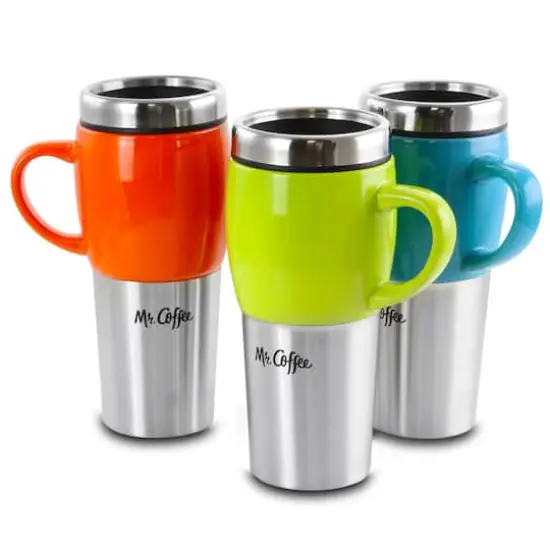 Mr. Coffee Traverse 16oz. Stainless Steel & Ceramic Travel Mug Set {1}