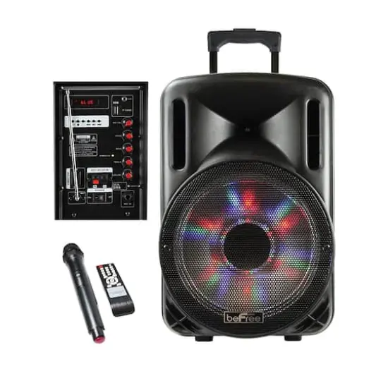 beFree Sound 12" 2500 Watt Bluetooth Portable Party PA Speaker With Illuminating Lights & USB {1}
