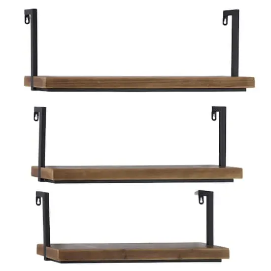 Brown & Black Industrial Wall Shelf Set {1}