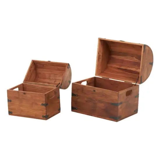Brown Arched Storage Chest Decorative Box Set {3}