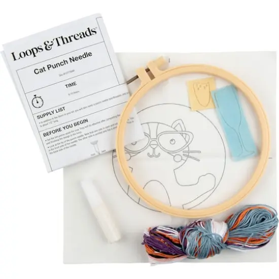 6" Cat with Bubbly Punch Needle Kit with Hoop by Loops & Threads&reg; {4}