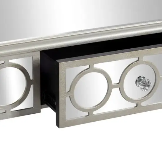 Set of 2 Grey Wood Glam Console Table, 31" x 31" {11}