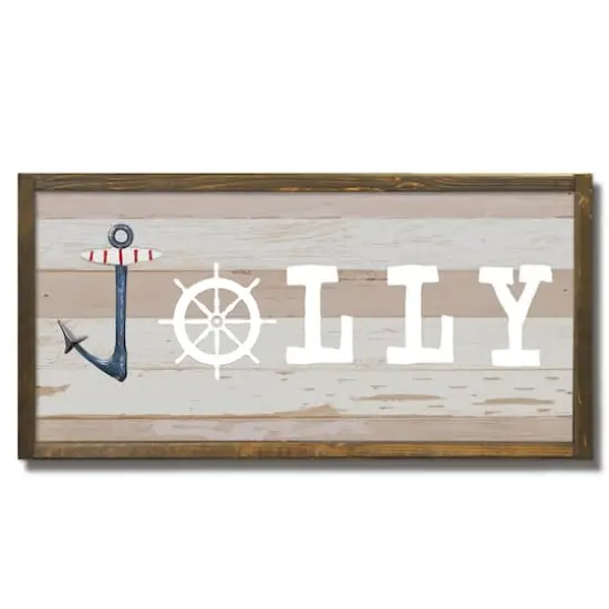 24" Jolly Ship Wheel & Hook Holiday Framed Wall Plaque {1}