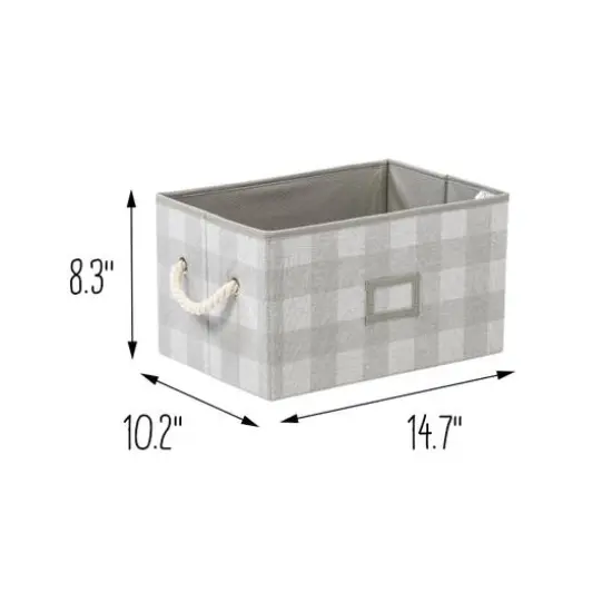 Honey Can Do Gray Plaid Large Collapsible Fabric Storage Bins With Handles Set, 3ct. {8}
