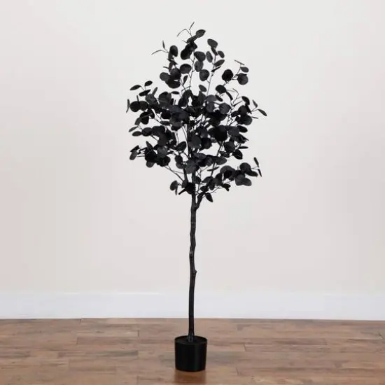 5ft. Artificial Halloween Black Eucalyptus Tree {6}