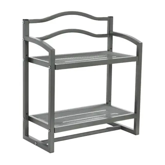 Household Essentials 2-Tier Metal Wall Mount Bathroom Shelf Silver {1}