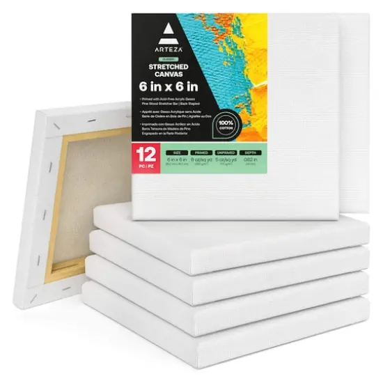 Arteza&reg; 6" x 6" White Stretched Canvases, 12ct. {1}