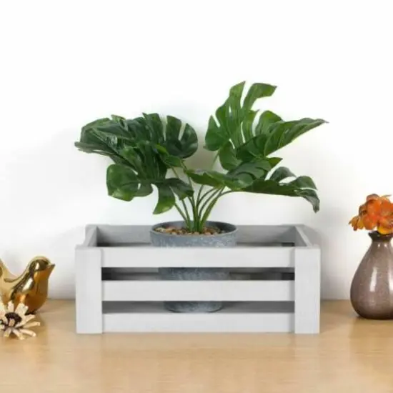 NEX&trade; Distressed Wood Storage Containers Display Risers Set Dark Gray {7}