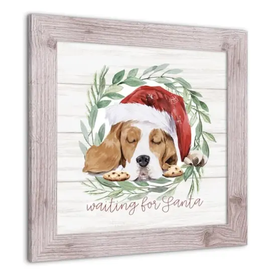 Designs Direct 16" x 16" Santa Dog Western White Framed Print {3}