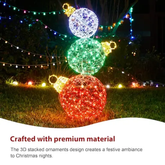 Glitzhome&reg; 3ft. Lighted Christmas 3D Stacked Ornaments Outdoor D&eacute;cor {7}