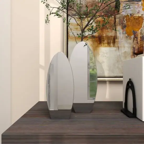 Silver Stainless Steel Vase with a Sleek Mirror Finish Set {8}