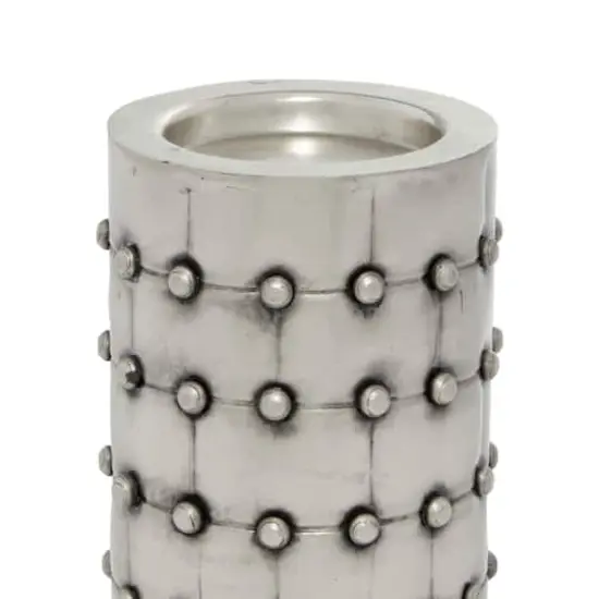 Silver Metal Industrial Candle Holder Set {8}