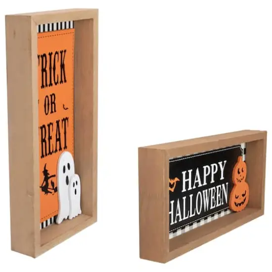 Happy Halloween Wooden Shadow Box Plaques Set {6}