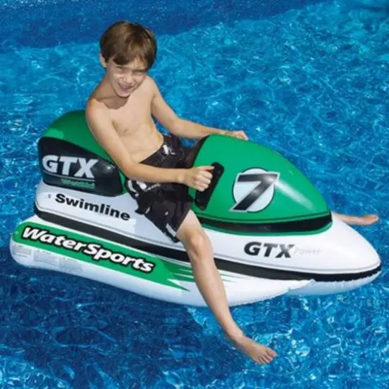 Swim Central 51" Inflatable Green GTX Power Water Bike Swimming Pool Ride on Float {3}