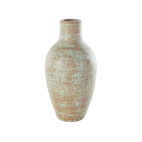 Brown Ceramic Antique Style Textured Patina Vase {3}