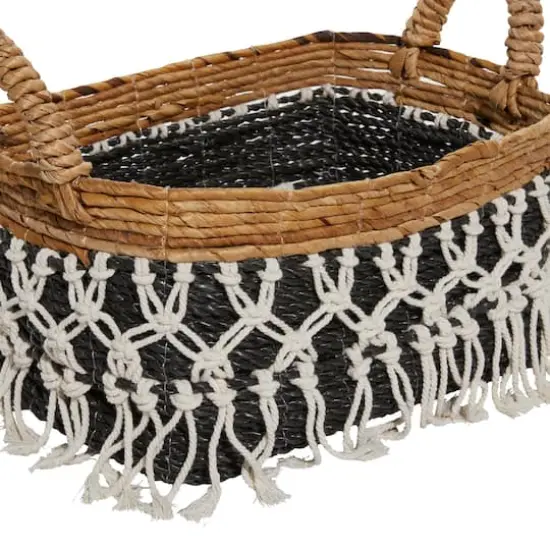 Black Cotton Bohemian Storage Basket Set {4}