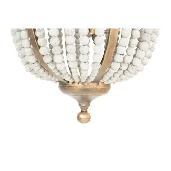 Hello Honey&reg; 27" Metal Chandelier With White Wooden Beads {5}