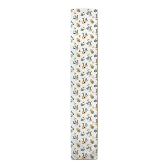 72" Tropical Jag Cotton Twill Runner White {4}