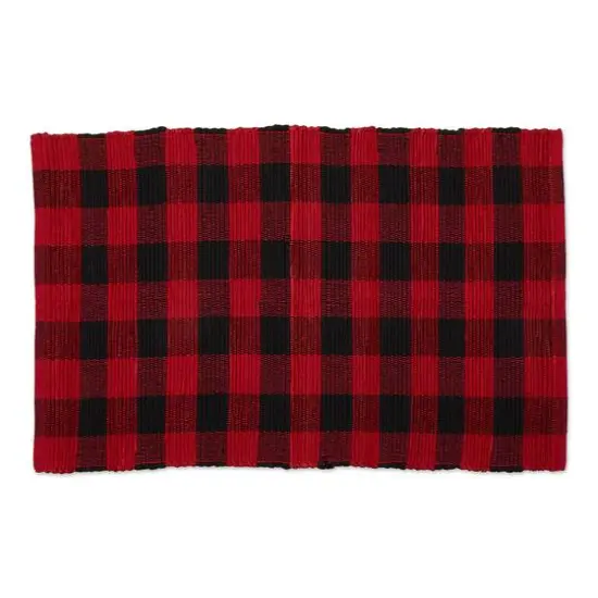 DII&reg; Buffalo Check Rag Rug, 26" x 40" Red and Black {1}