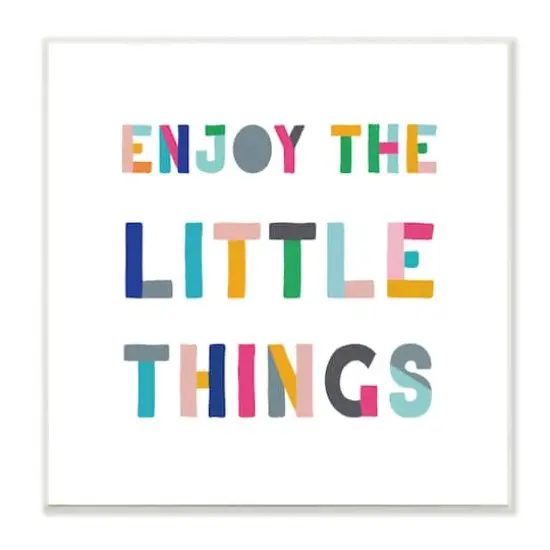 Stupell Industries Enjoy Little Things Kids' Motivational Phrase Block Typography,12" x 12" {1}
