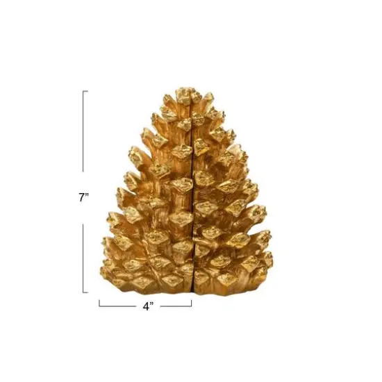 Hello Honey&reg; Pinecone Bookends Set Gold {5}