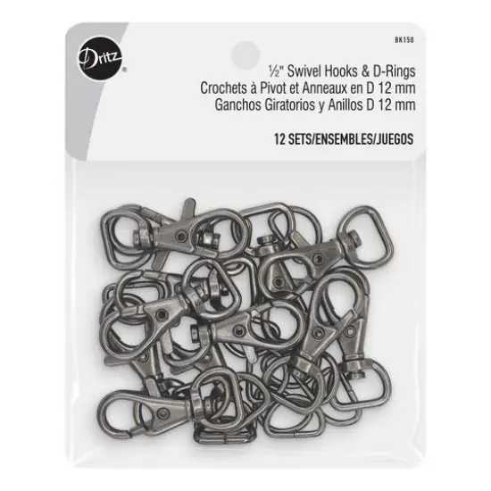 Dritz&reg; Swivel Hooks & D-Rings, 12 Sets Nickel {2}