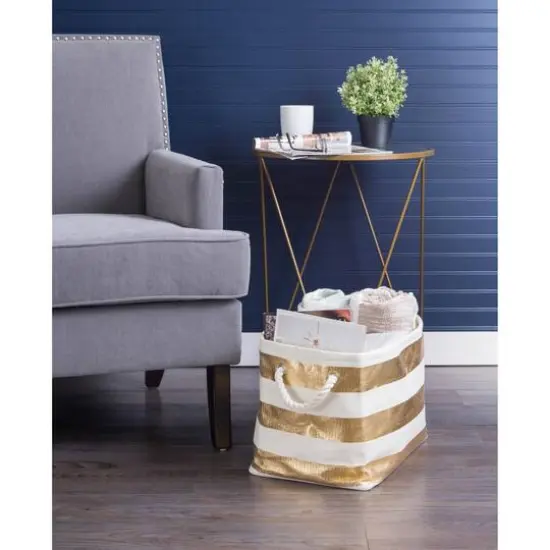DII&reg; Large Rectangle Stripes Paper Bin Gold {4}