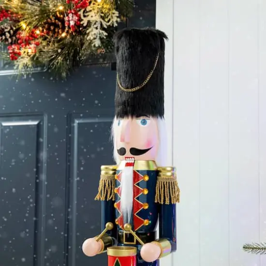 Glitzhome&reg; 3ft. Wooden Christmas Drummer Nutcracker {6}