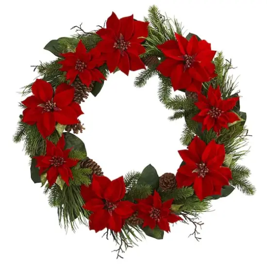 3ft. Red Poinsettia & Pine Wreath {1}