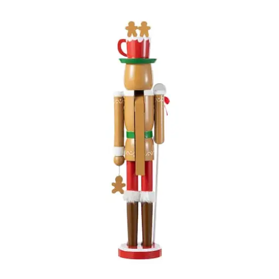 Glitzhome&reg; 24"H Wooden Christmas Gingerbread Man Nutcracker {8}