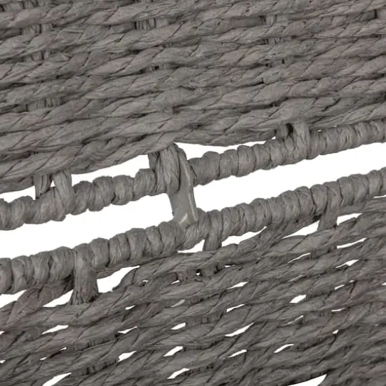 Gray Woven Paper Rope Storage Chest with Hinged Lid & Integrated Handles {5}