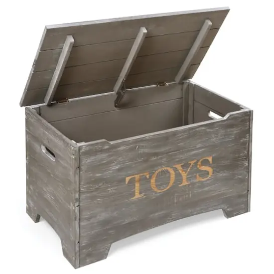 Badger Basket Vintage Gray Solid Wood Rustic Toy Box {4}