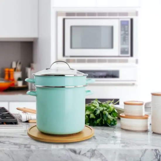 Martha Stewart 8qt. Aqua Dual Stock Pot & Steamer Set {4}