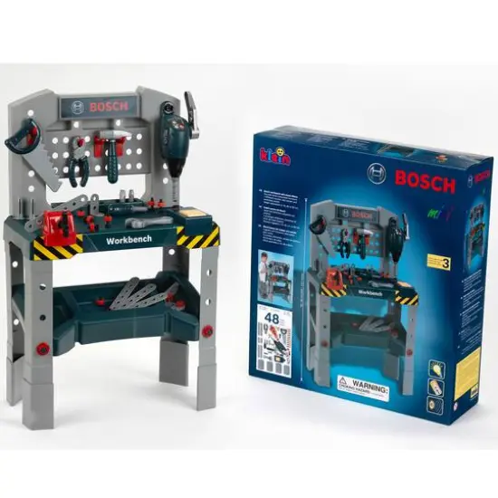 Theo Klein Bosch Adjustable Height Toy Workbench {6}