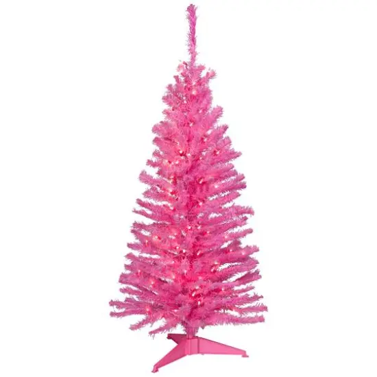 4ft. Pre-Lit Medium Pink Pine Artificial Christmas Tree, Clear Lights {1}