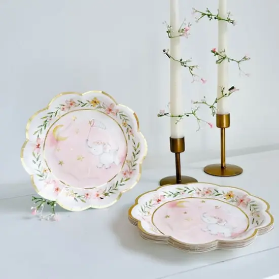 Kate Aspen&reg; 7" Pink Elephant Baby Shower Premium Paper Plates, 16ct. {5}