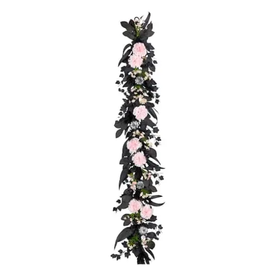 6ft. Pretty Morbid Pink Carnation Halloween Garland {5}