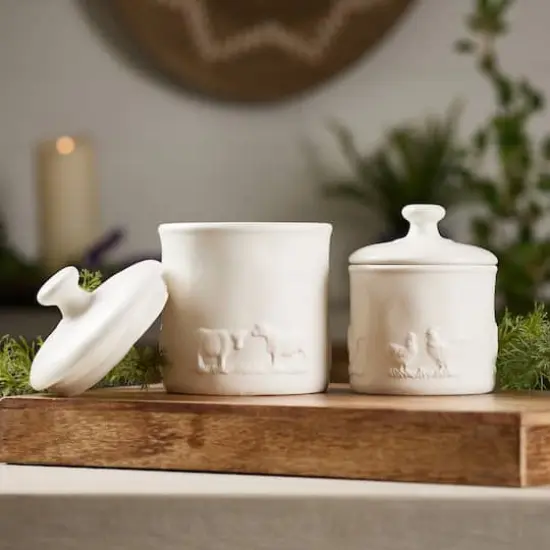 Ceramic Farm Animal Canister Set {3}