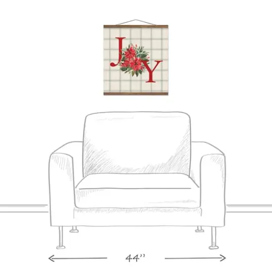 Joy Pointsettia Teak Hanging Canvas Wall Art {4}
